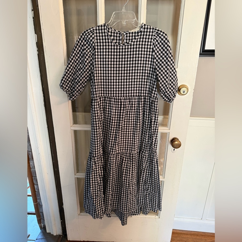 NVIU Black Gingham Checkered Dress M - Picture 3 of 8